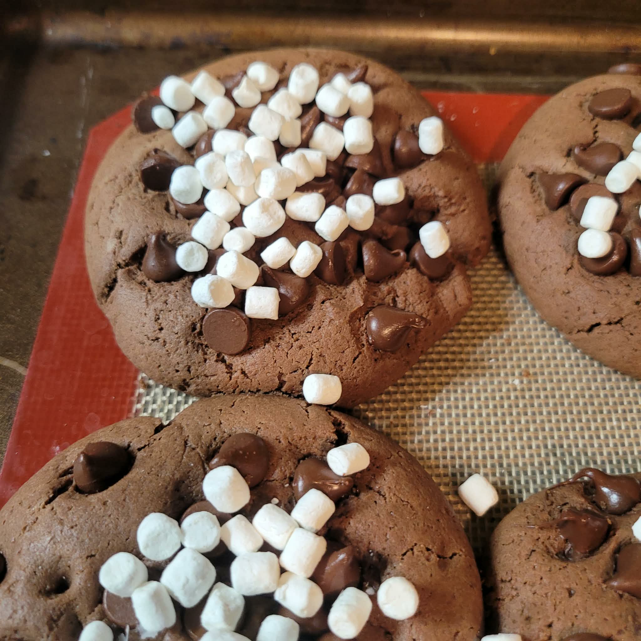 Chocolate Chip Brownie Stuffed Hot Cocoa Cookies